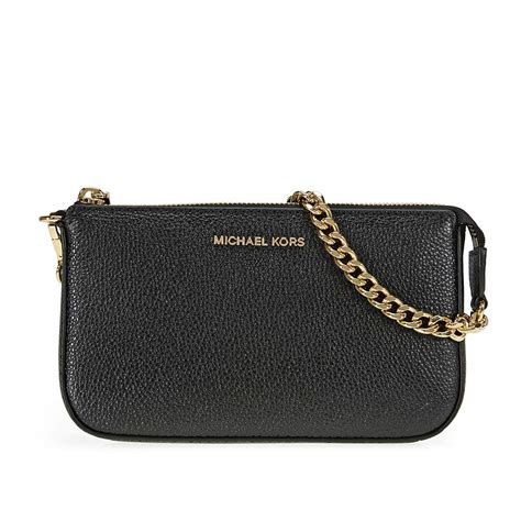 michael kors black pochette|Michael Kors chain handbag.